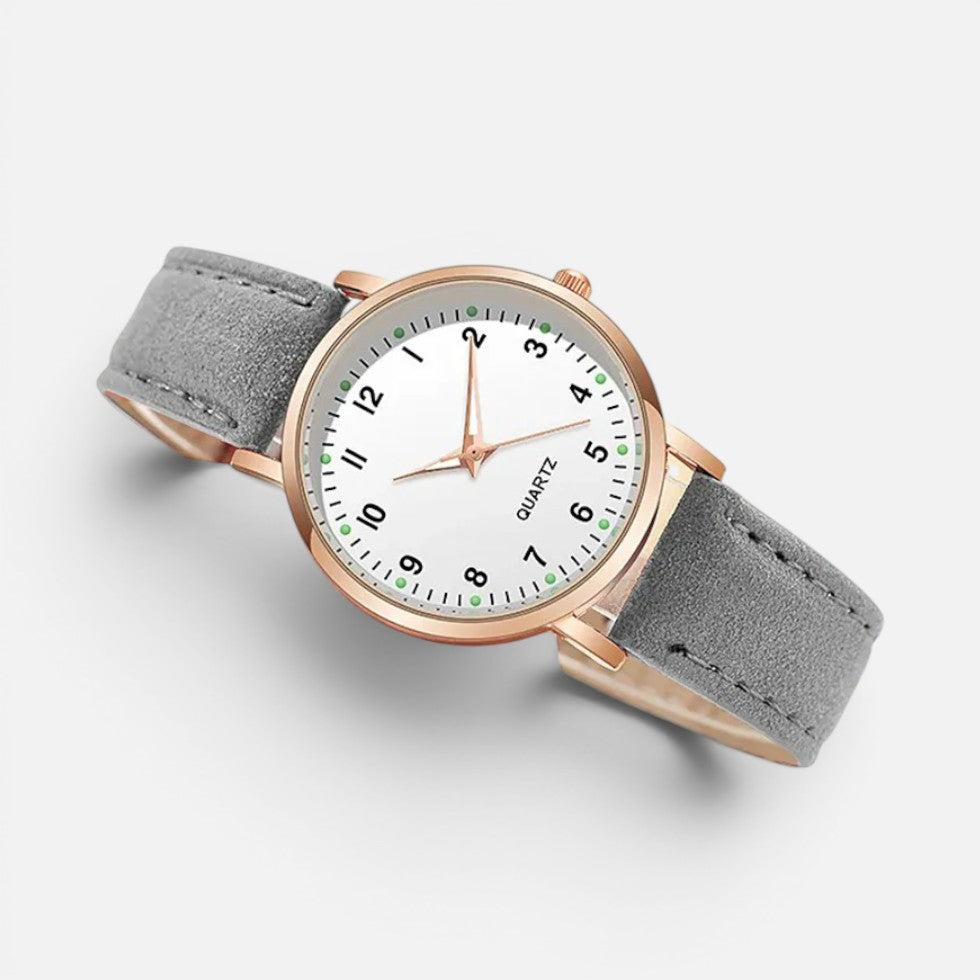 Quarz Armbanduhr mit Lederoptik Armband