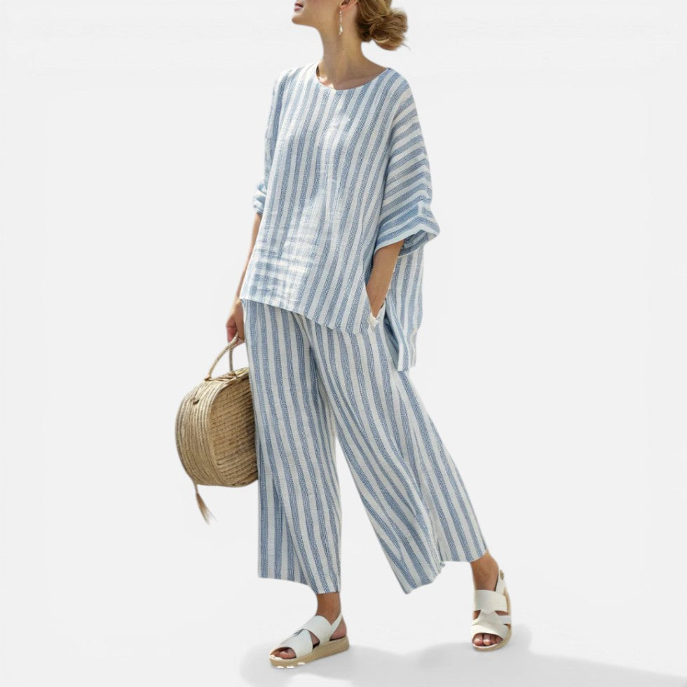 Bärbel | Damen Zweiteiler Streifen Weite Hose – Matching Set Gestreift Sommer 2026
