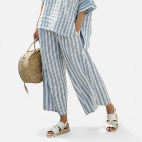 Bärbel | Damen Zweiteiler Streifen Weite Hose – Matching Set Gestreift Sommer 2026
