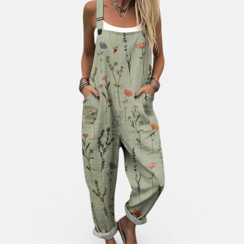 Damen Latzoverall mit Muster und weitem Schnitt