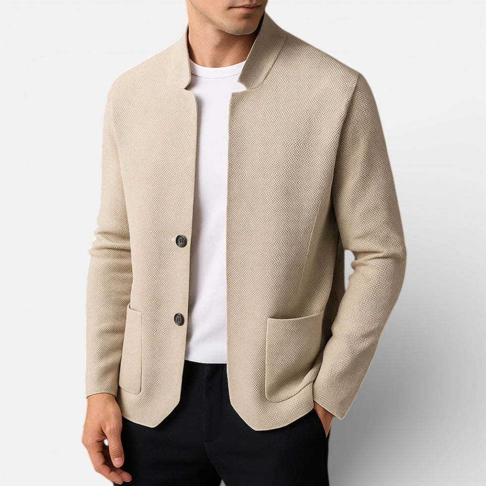 Herren Strickjacke mit Knopfleiste und strukturiertem Stoff