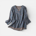 Damen Tunika Langarm V Ausschnitt Musterbluse