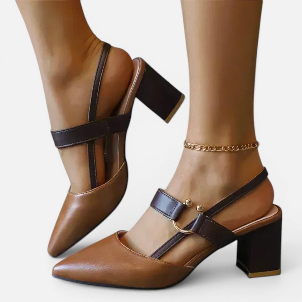 Damen Pumps mit Blockabsatz und Riemchen