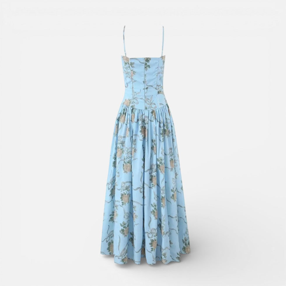 Langes Trägerkleid mit Blumenmuster