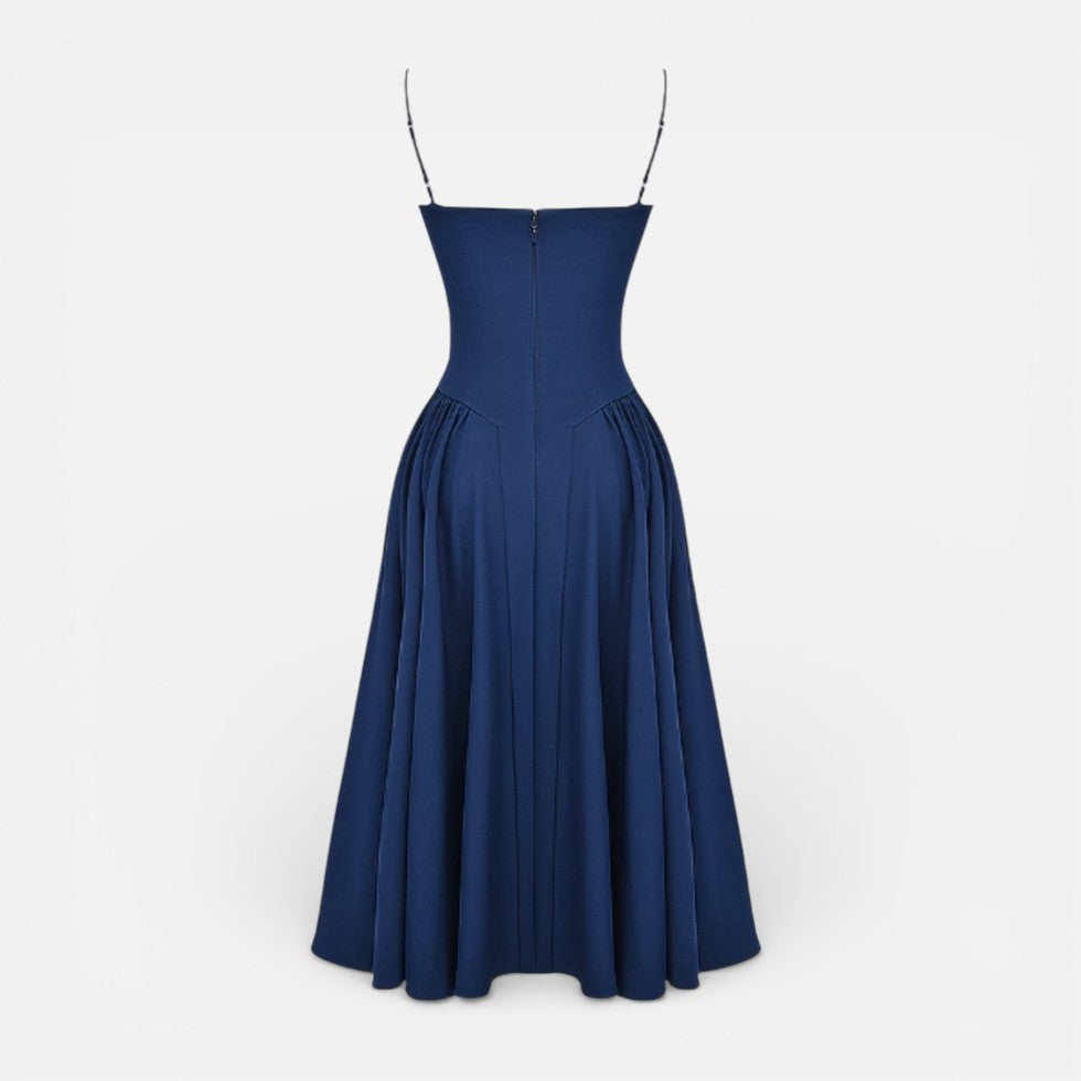 Midikleid mit Korsettoptik und Spaghettiträgern