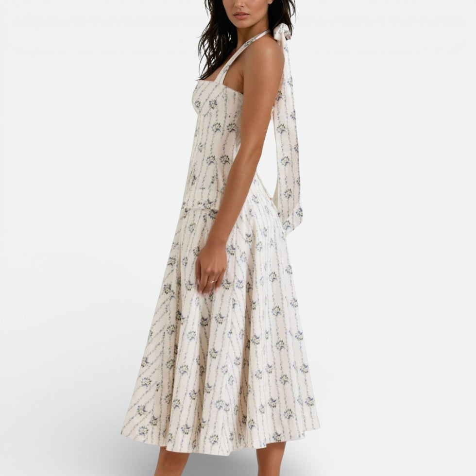 Midikleid mit Neckholder und Blumenmuster
