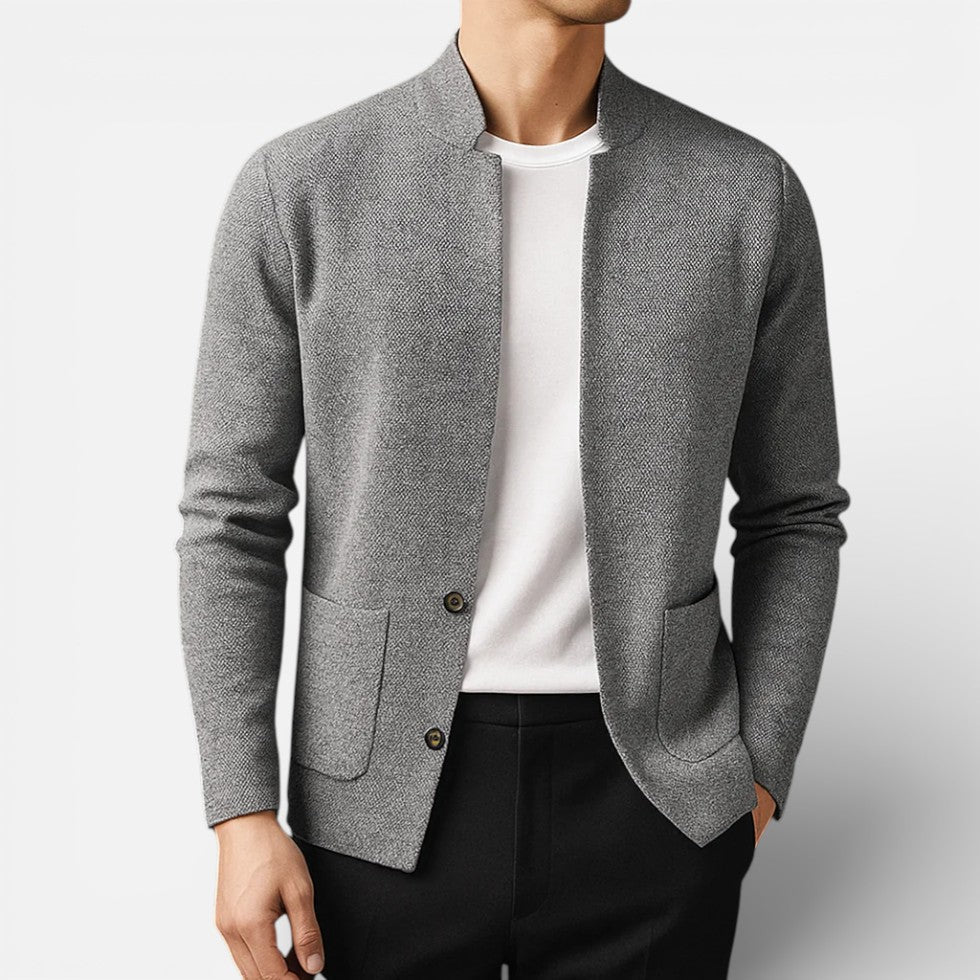 Herren Strickjacke mit Knopfleiste und strukturiertem Stoff