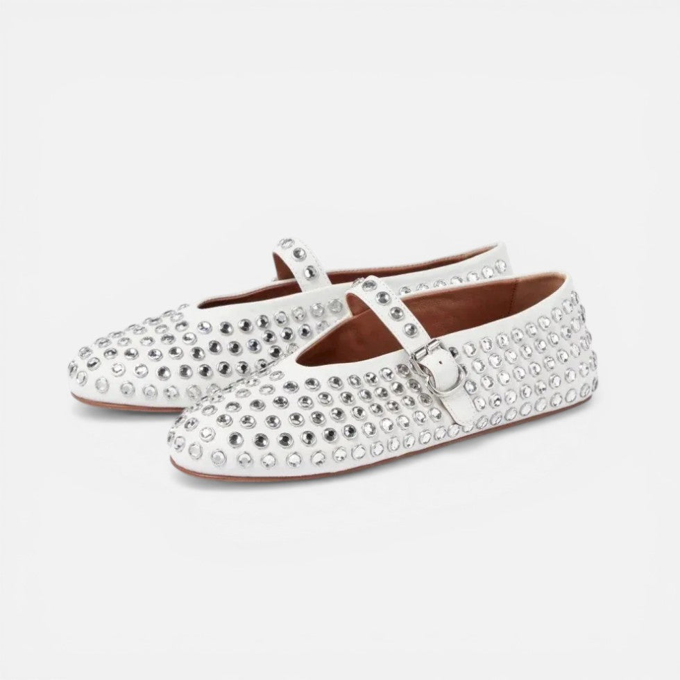 Ballerina Schuhe mit Nieten und Riemchen