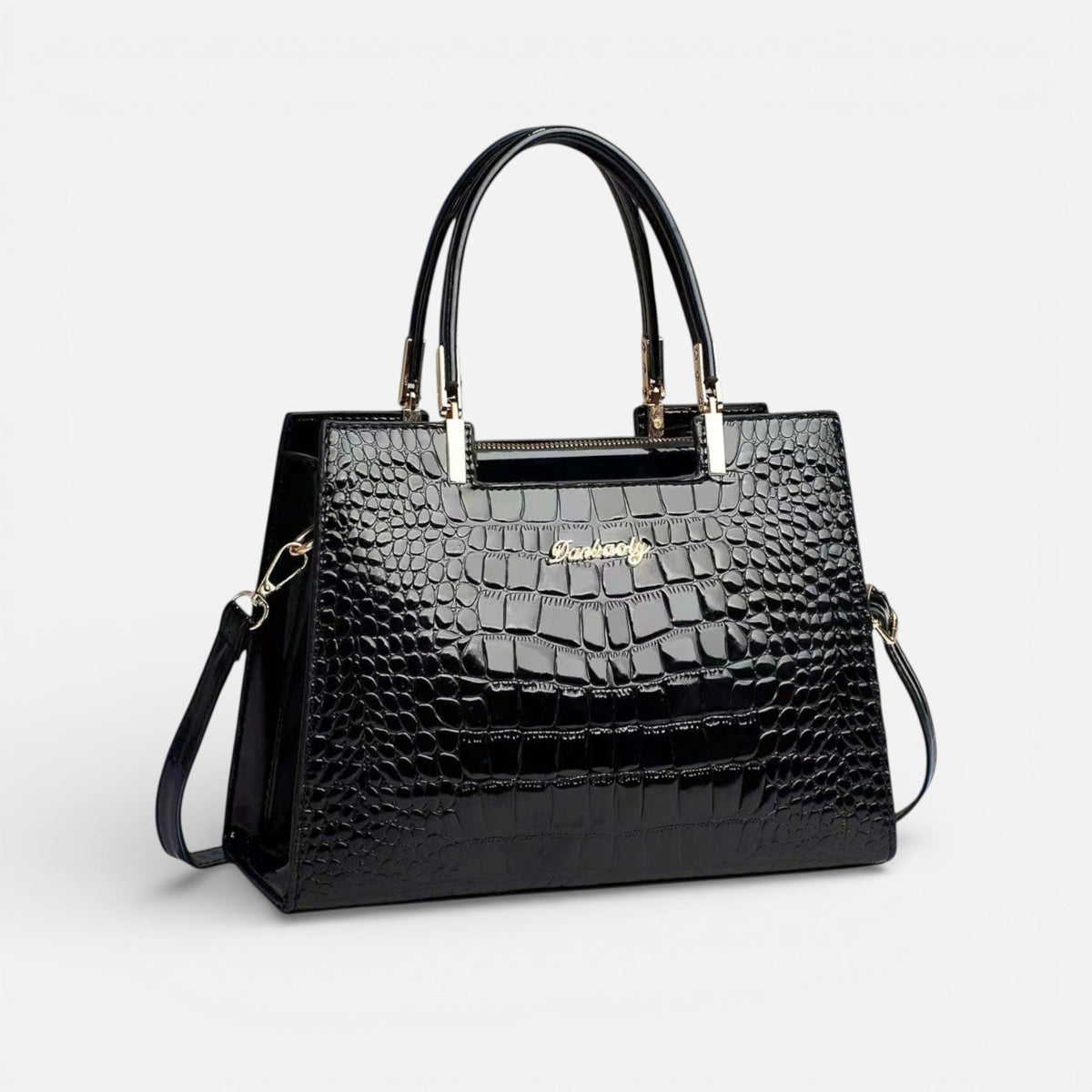 Damen Handtasche mit Kroko Prägung und Tragegriffen