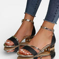 Orthopädische Damen Sandalen mit Knöchelriemen und Blockabsatz