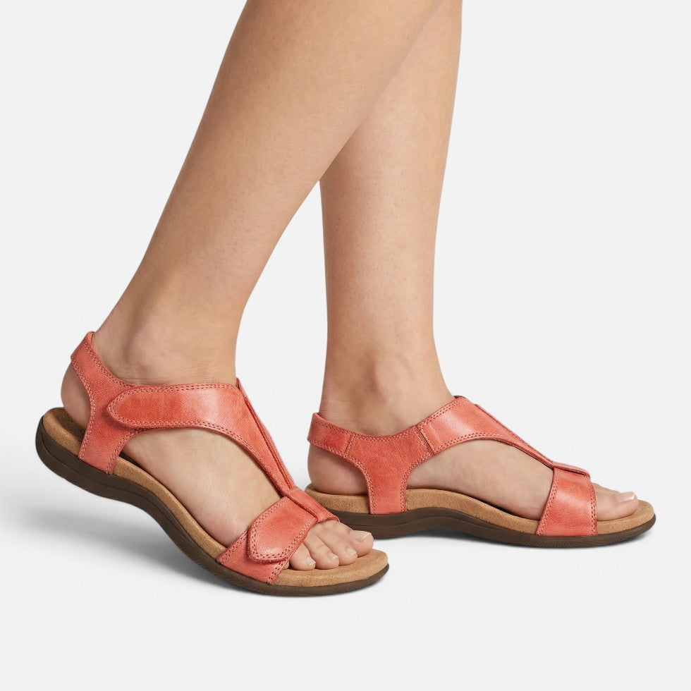 Orthopädische Sandalen Offene Zehen Klettverschluss Flach