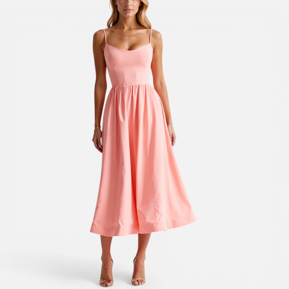 Nadine | Damen Midikleid Spaghettiträger – Trägerkleid Midi Leicht Sommer 2026