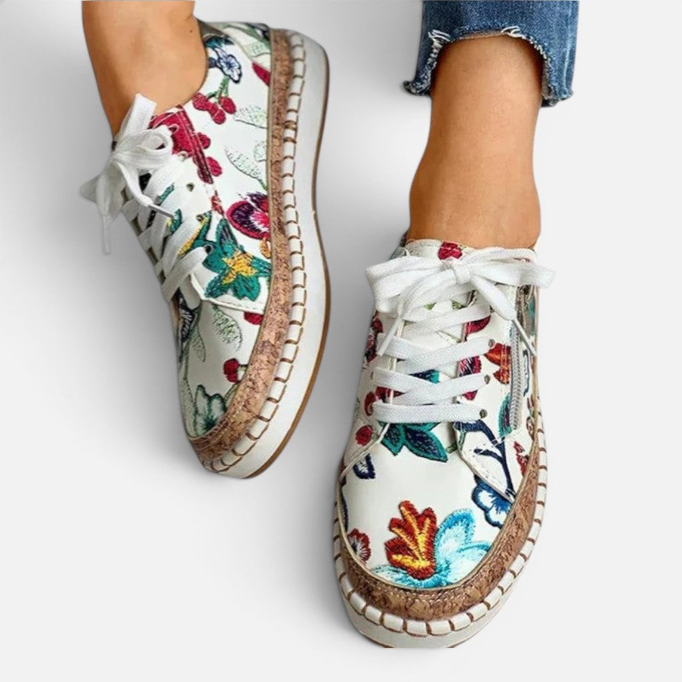 Sneaker mit Blumenmuster und Reißverschluss