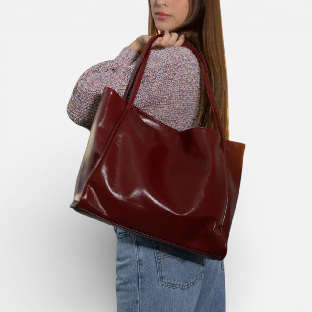 Damen Schultertasche groß mit weicher Form und langen Tragegriffen