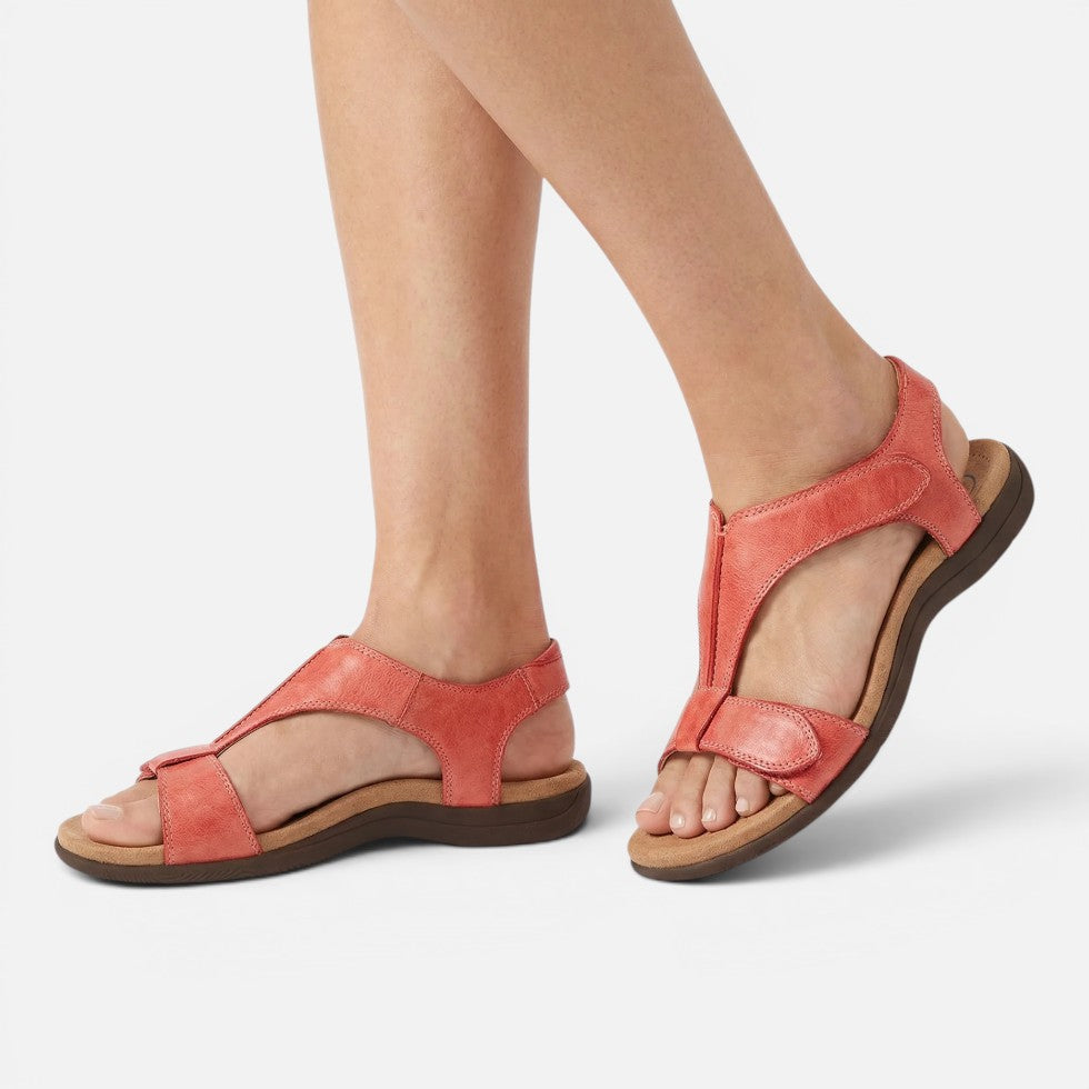 Orthopädische Sandalen Offene Zehen Klettverschluss Flach