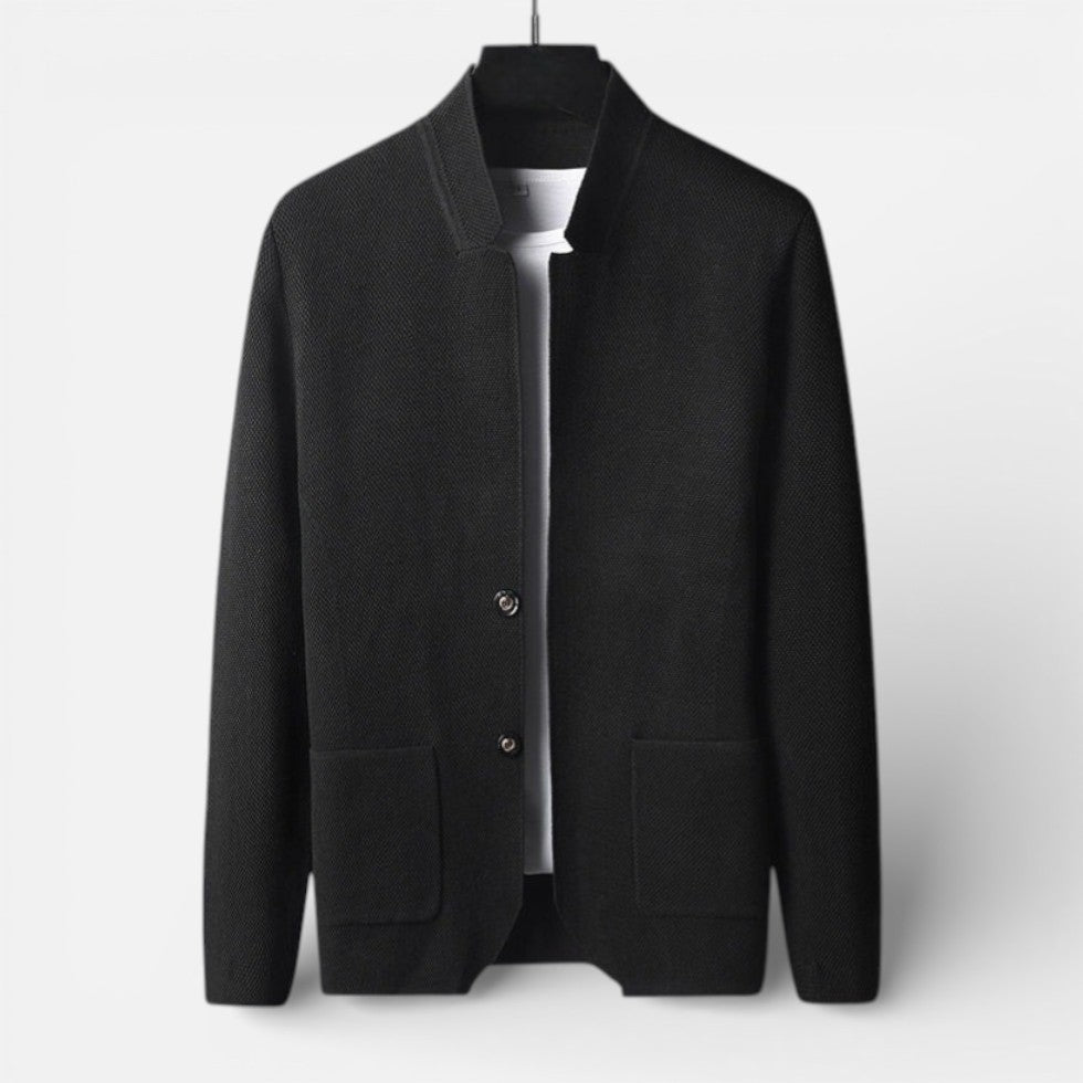 Herren Strickjacke mit Knopfleiste und strukturiertem Stoff