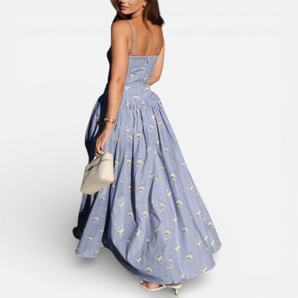 Langes Trägerkleid mit Eleganz Blumenmuster
