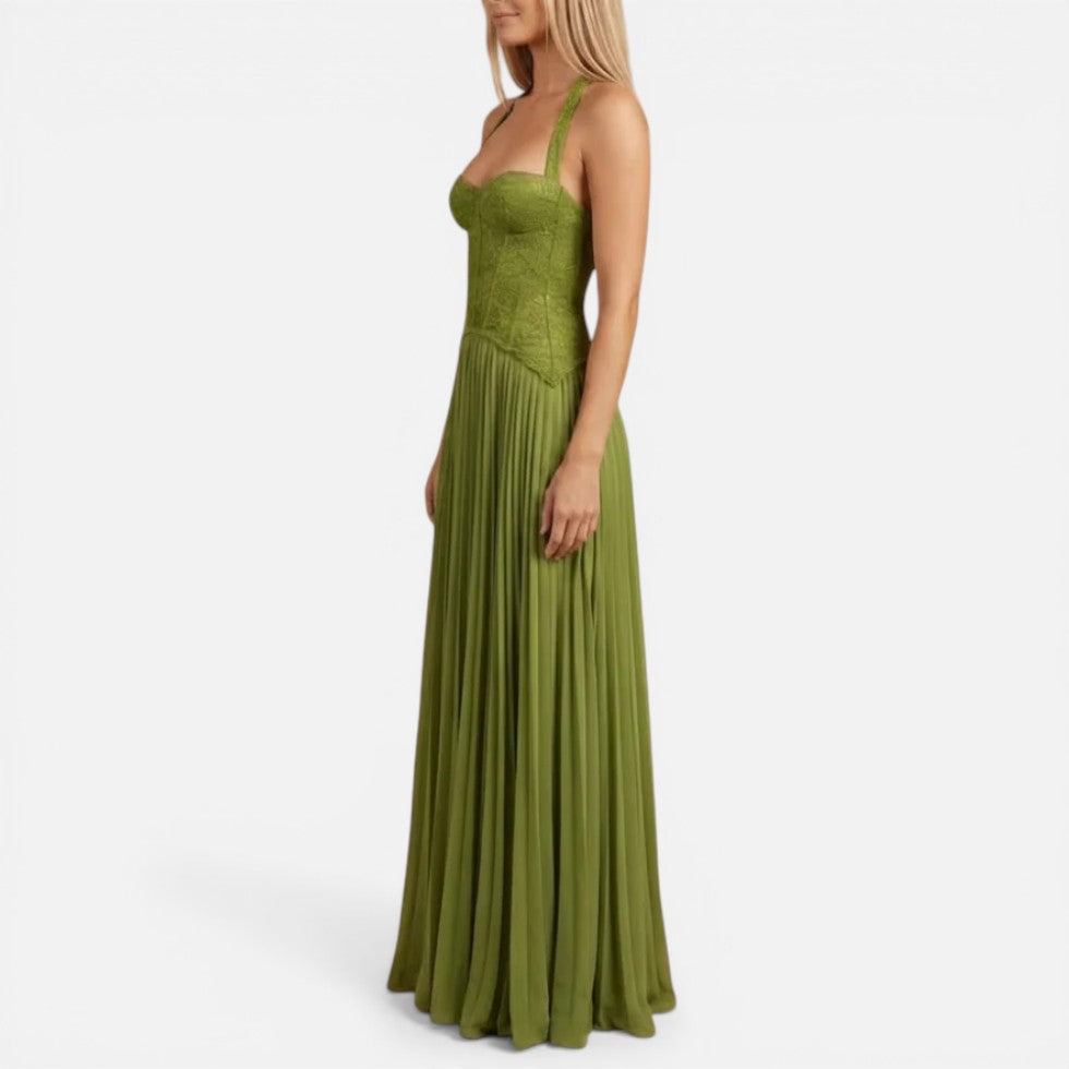 Formelles Plissiertes Maxikleid mit Corsage