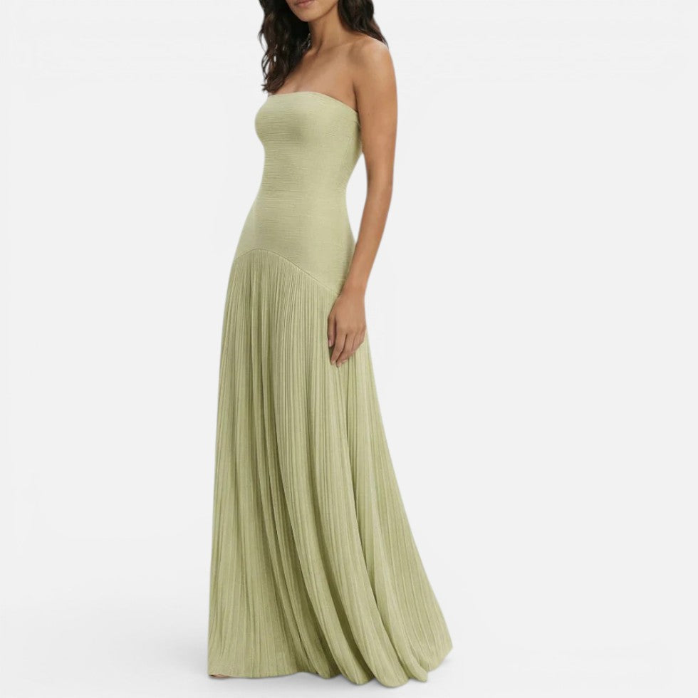 Damen Maxikleid trägerlos mit Plisseerock