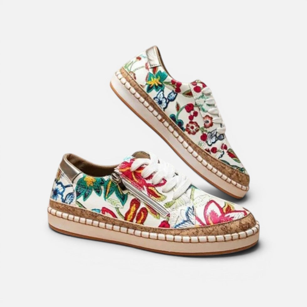 Sneaker mit Blumenmuster und Reißverschluss