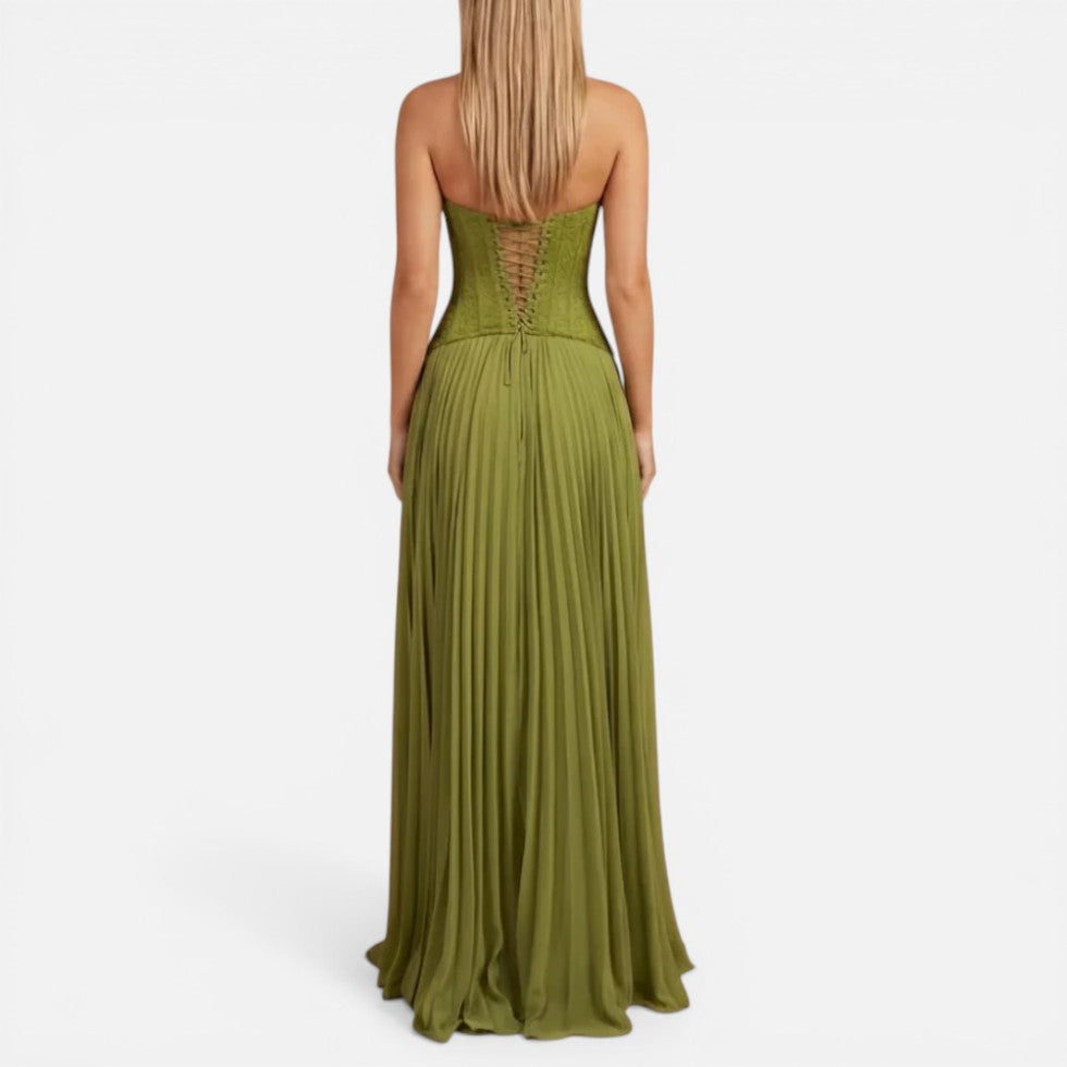 Formelles Plissiertes Maxikleid mit Corsage