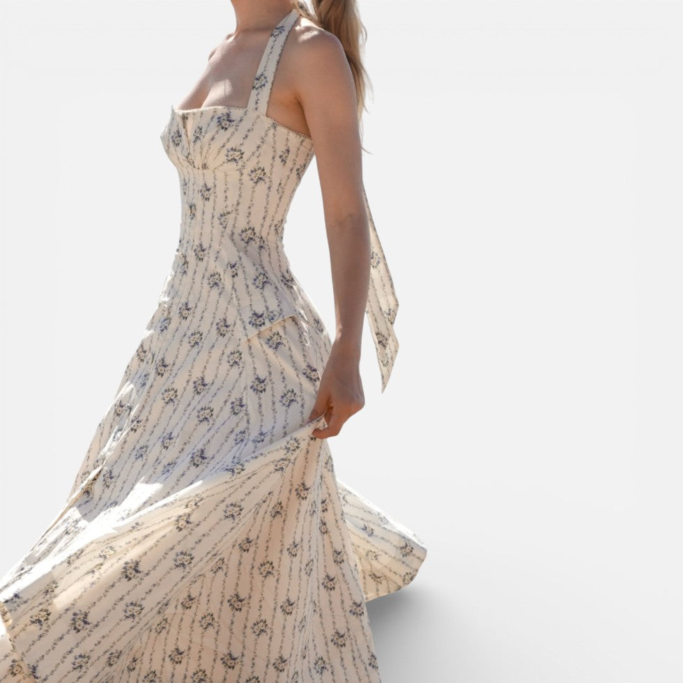 Midikleid mit Neckholder und Blumenmuster