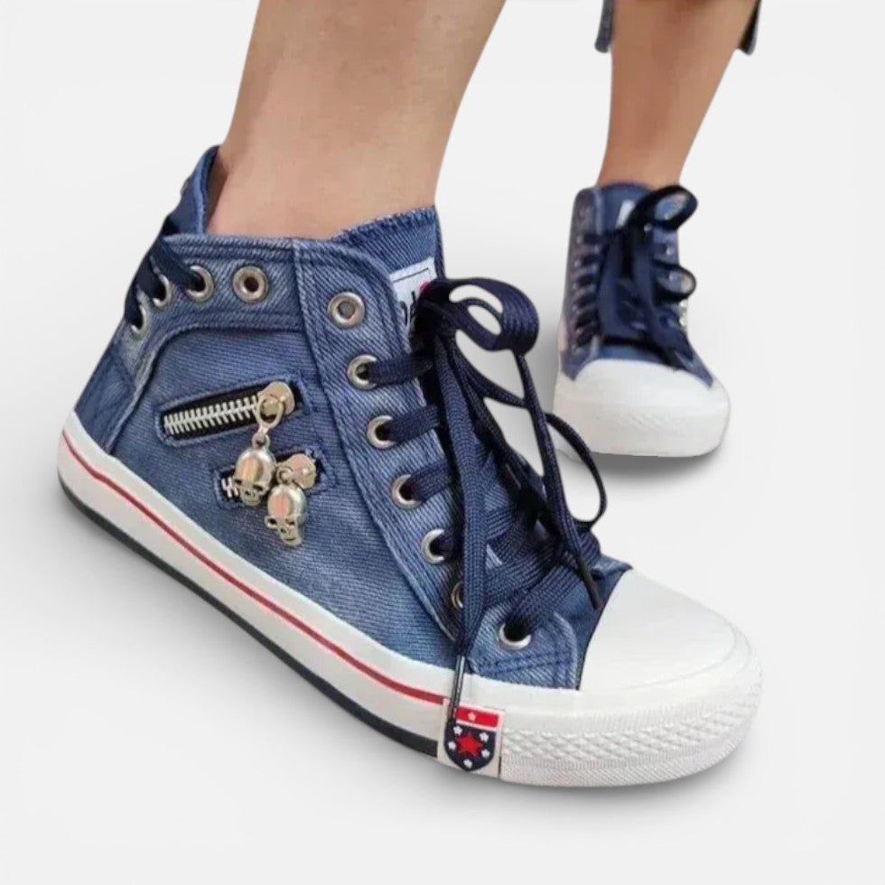 Damen High Top Sneaker mit Reißverschluss