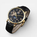 Herren Armbanduhr mit Lederarmband und klassischem Zifferblatt