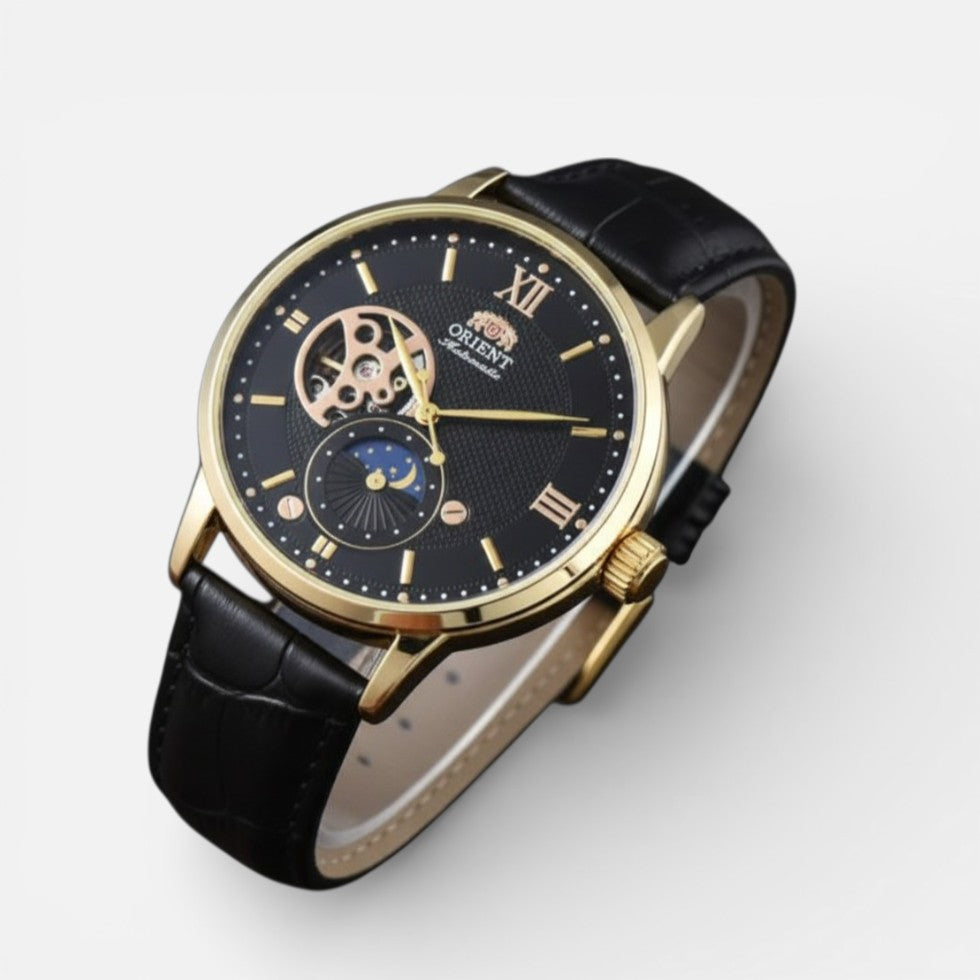 Herren Armbanduhr mit Lederarmband und klassischem Zifferblatt