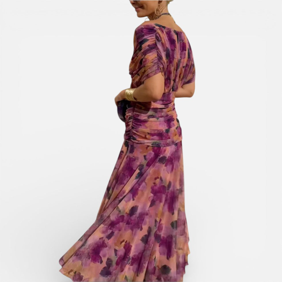 Schulterfreies Midikleid mit Drapierung