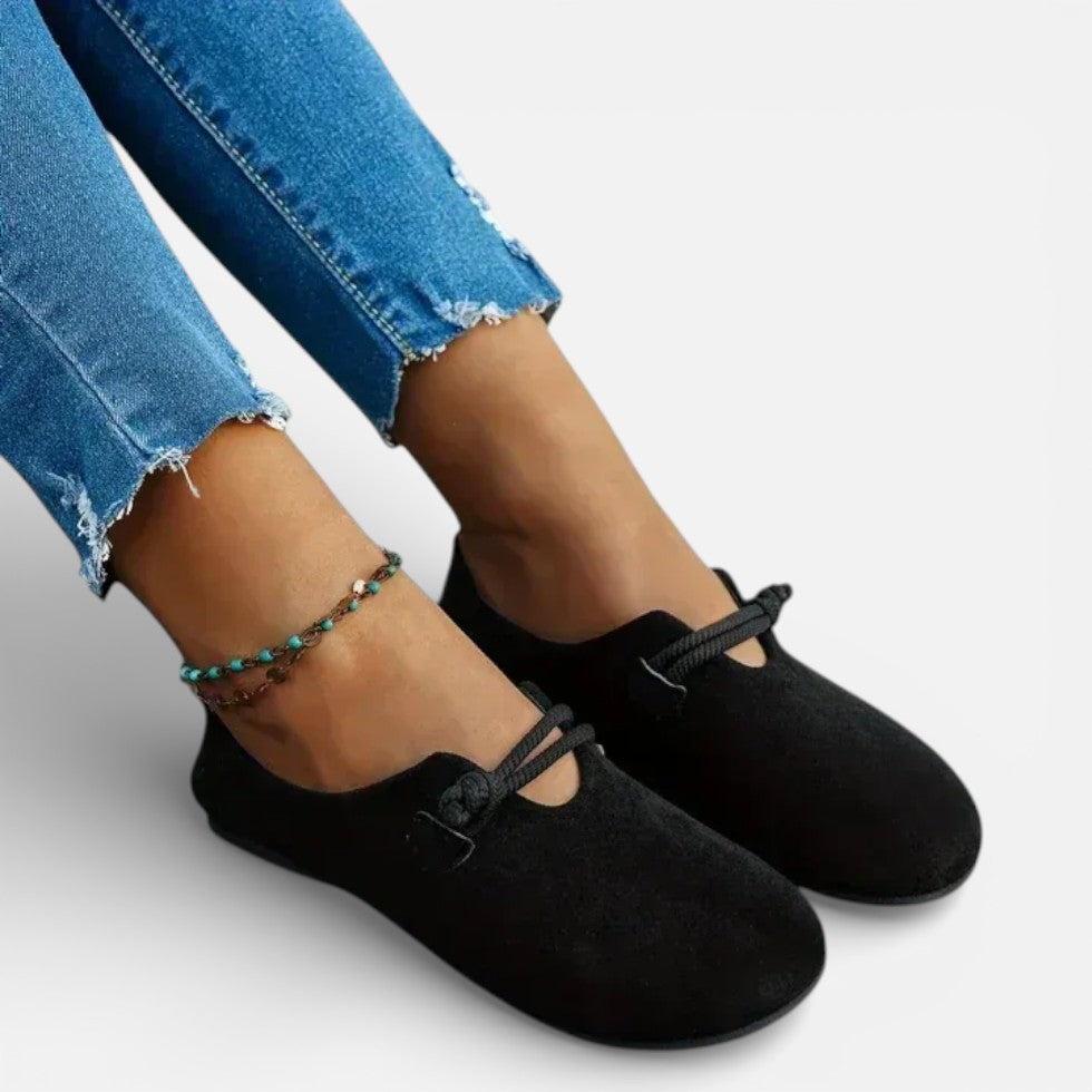 Orthopädische Leichte Damen Stoff Slipper mit Kordelverschluss