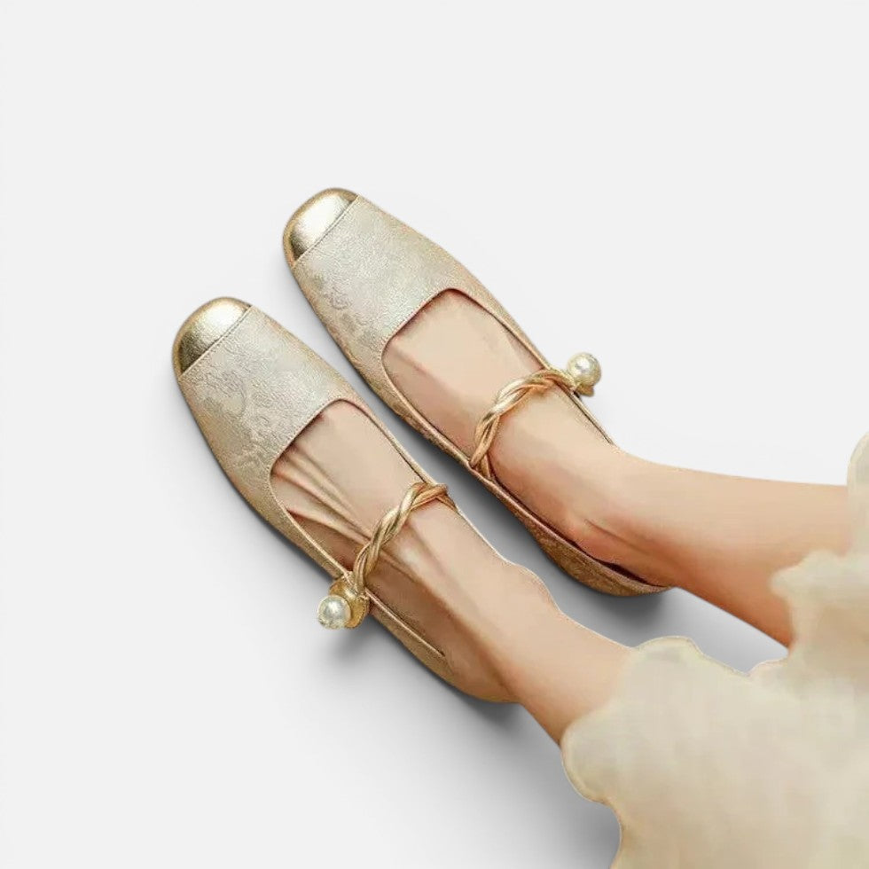 Orthopädische Mary Jane Schuhe Riemen Design Blockabsatz Jacquard Muster