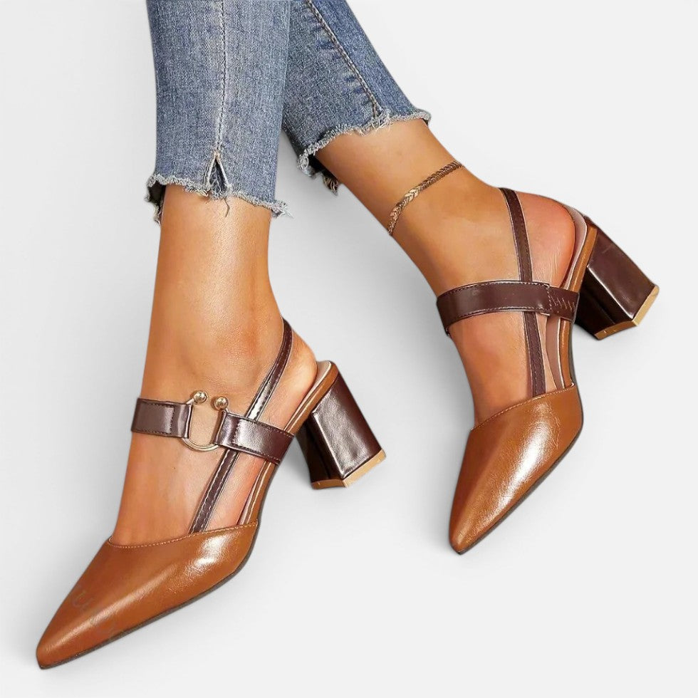Damen Pumps mit Blockabsatz und Riemchen