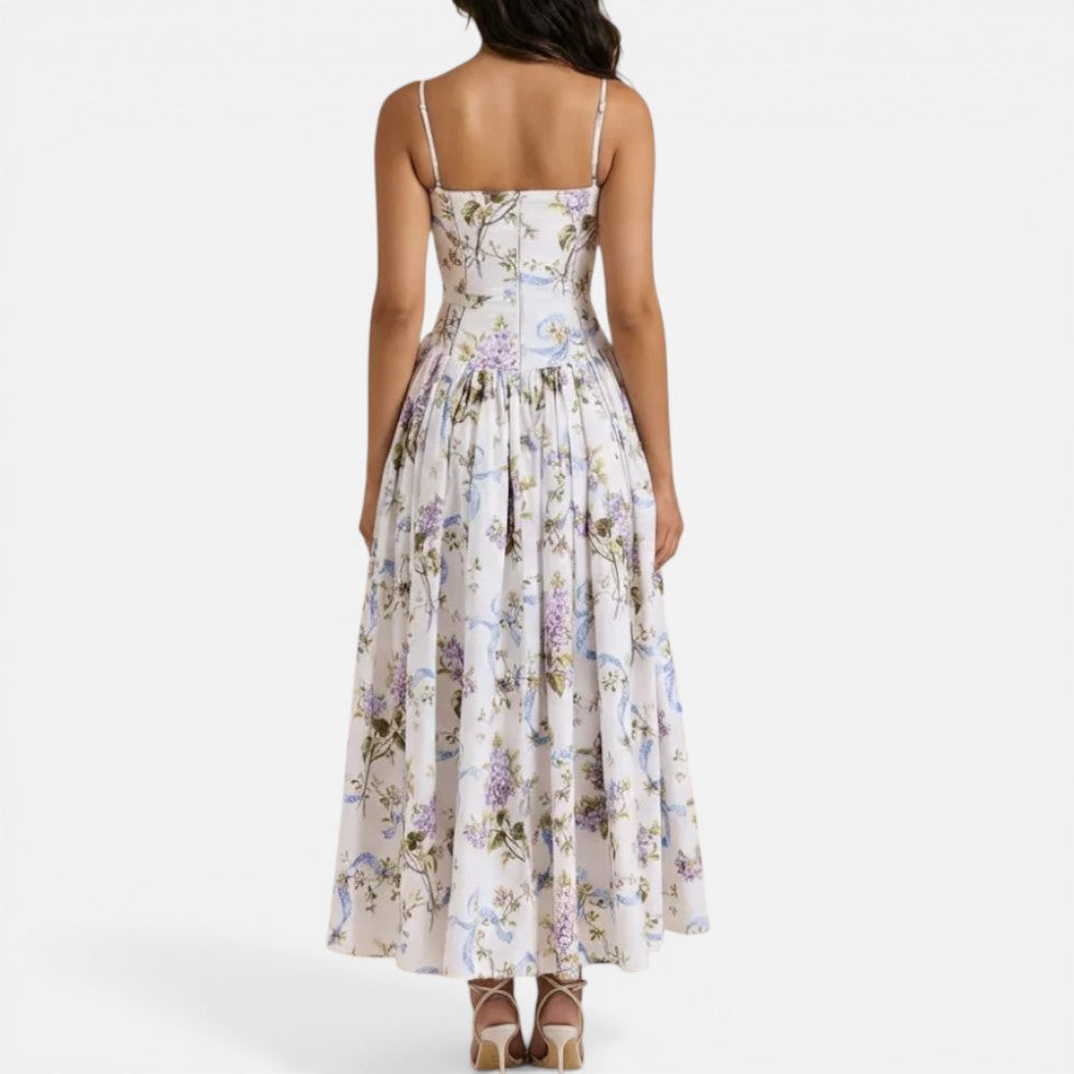 Floral Midikleid für Hochzeitsgäste mit Trägern