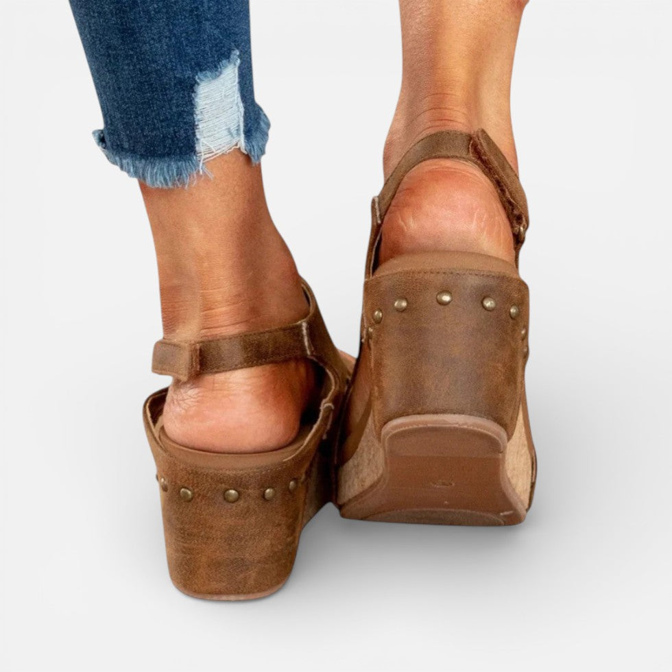 Orthopädische Damen Sandalen mit Keilabsatz und offenem Zehenbereich