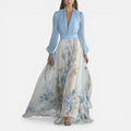 Maxikleid mit Blumenmuster und V Ausschnitt
