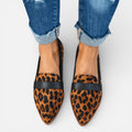 Orthopädische Damen Loafer mit Leopardenmuster und spitzer Form