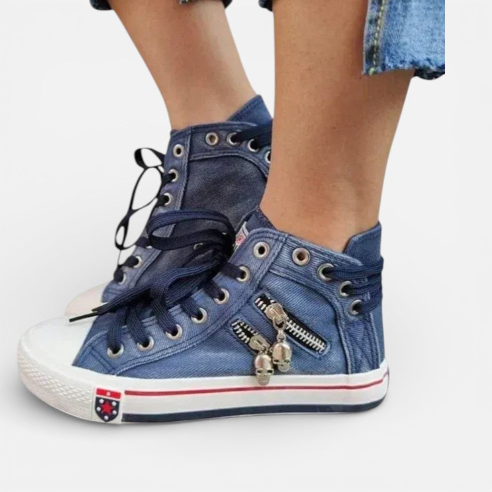 Damen High Top Sneaker mit Reißverschluss