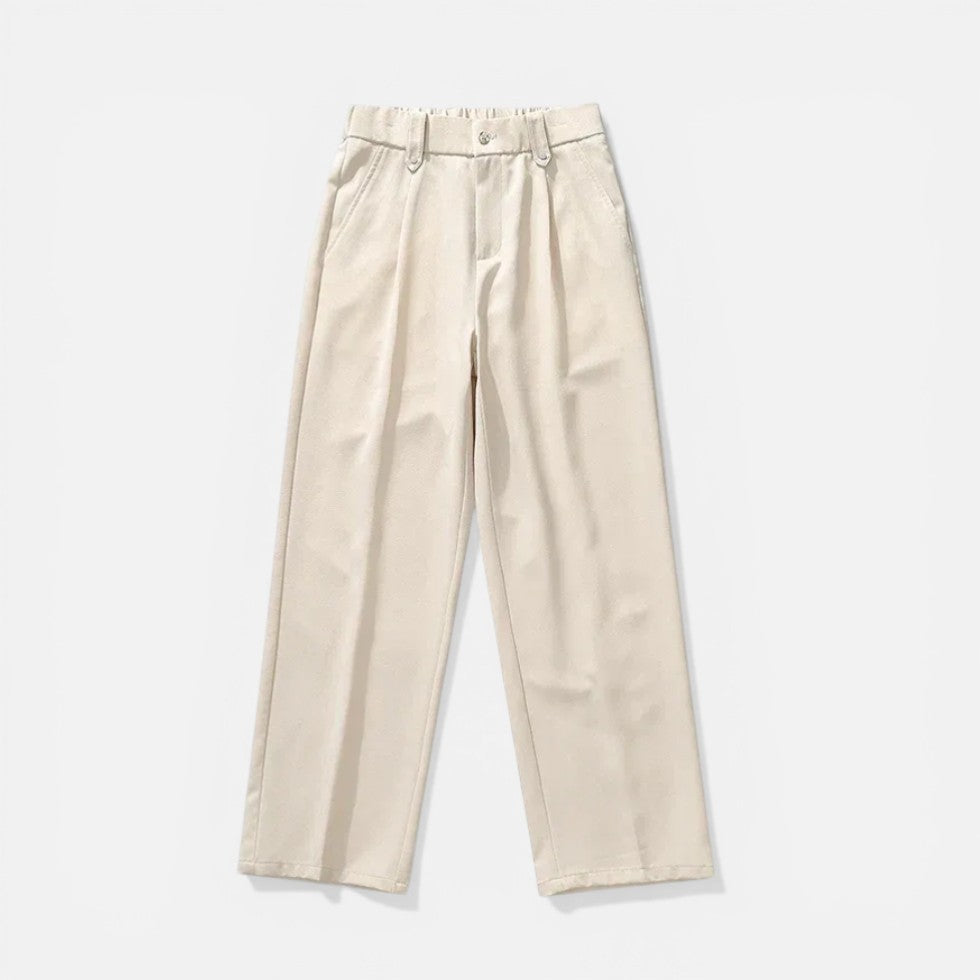 Herren Stoffhose mit Weitem Bein und Elastischem Bund