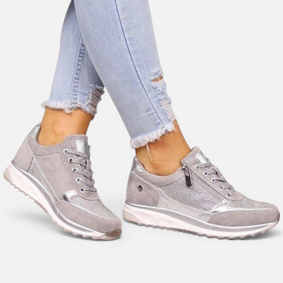 Damen Sneaker mit Reißverschluss und Schnürung
