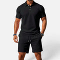 Herren Poloshirt und Shorts Set Kurzarm Strukturmuster