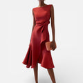 Damen Maxikleid mit V Ausschnitt und fließender Silhouette
