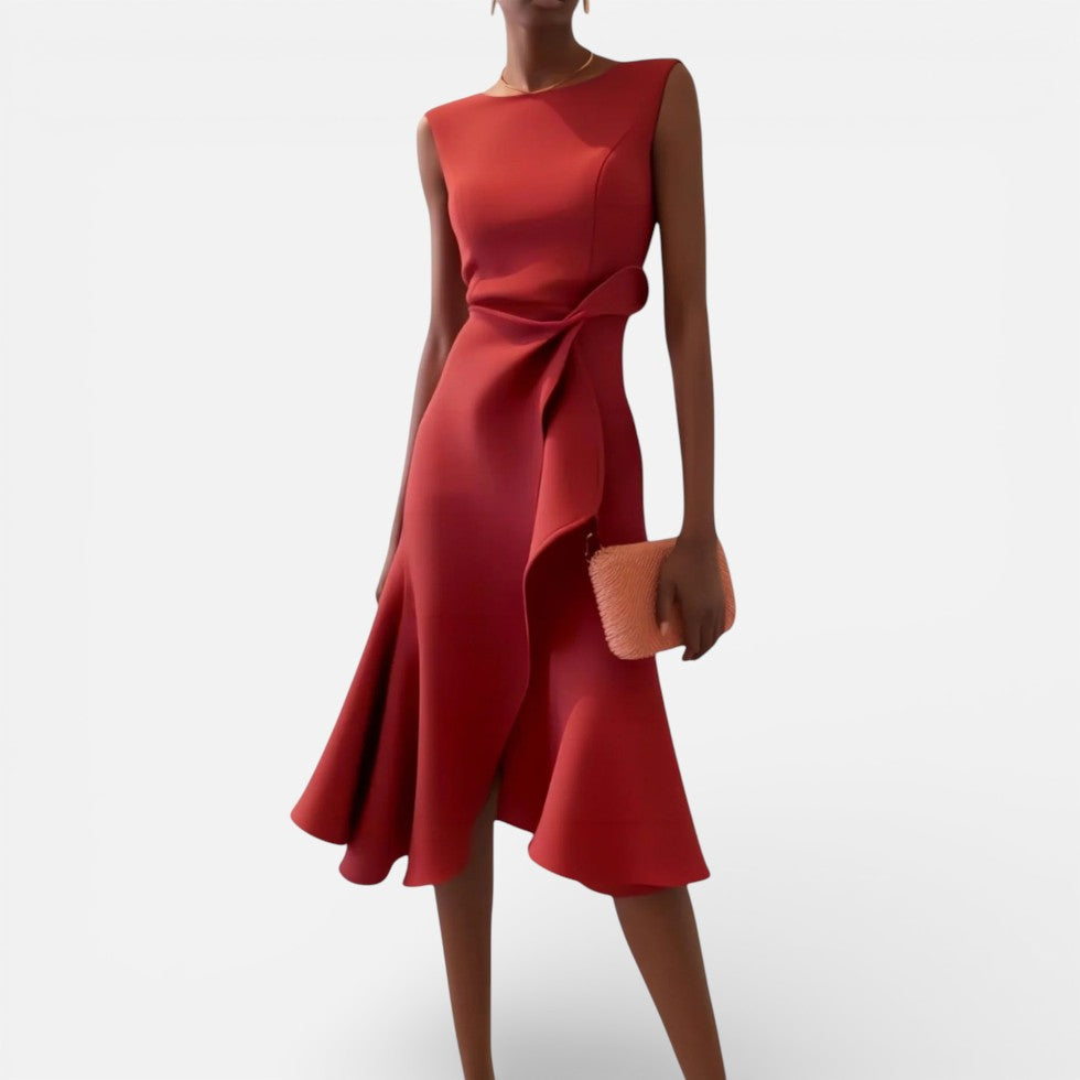 Damen Maxikleid mit V Ausschnitt und fließender Silhouette