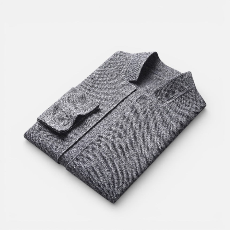 Herren Strickjacke mit Knopfleiste und strukturiertem Stoff