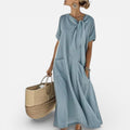 Damen Maxikleid mit lockerer Passform und V Ausschnitt