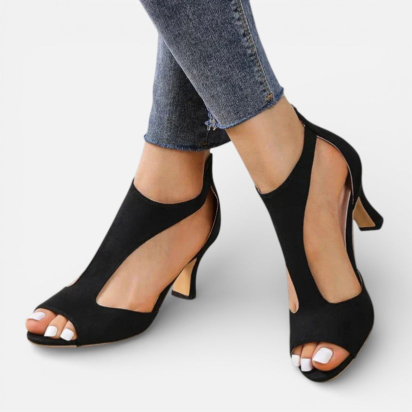 Orthopädische Damen Sandalen mit Absatz und offener Spitze