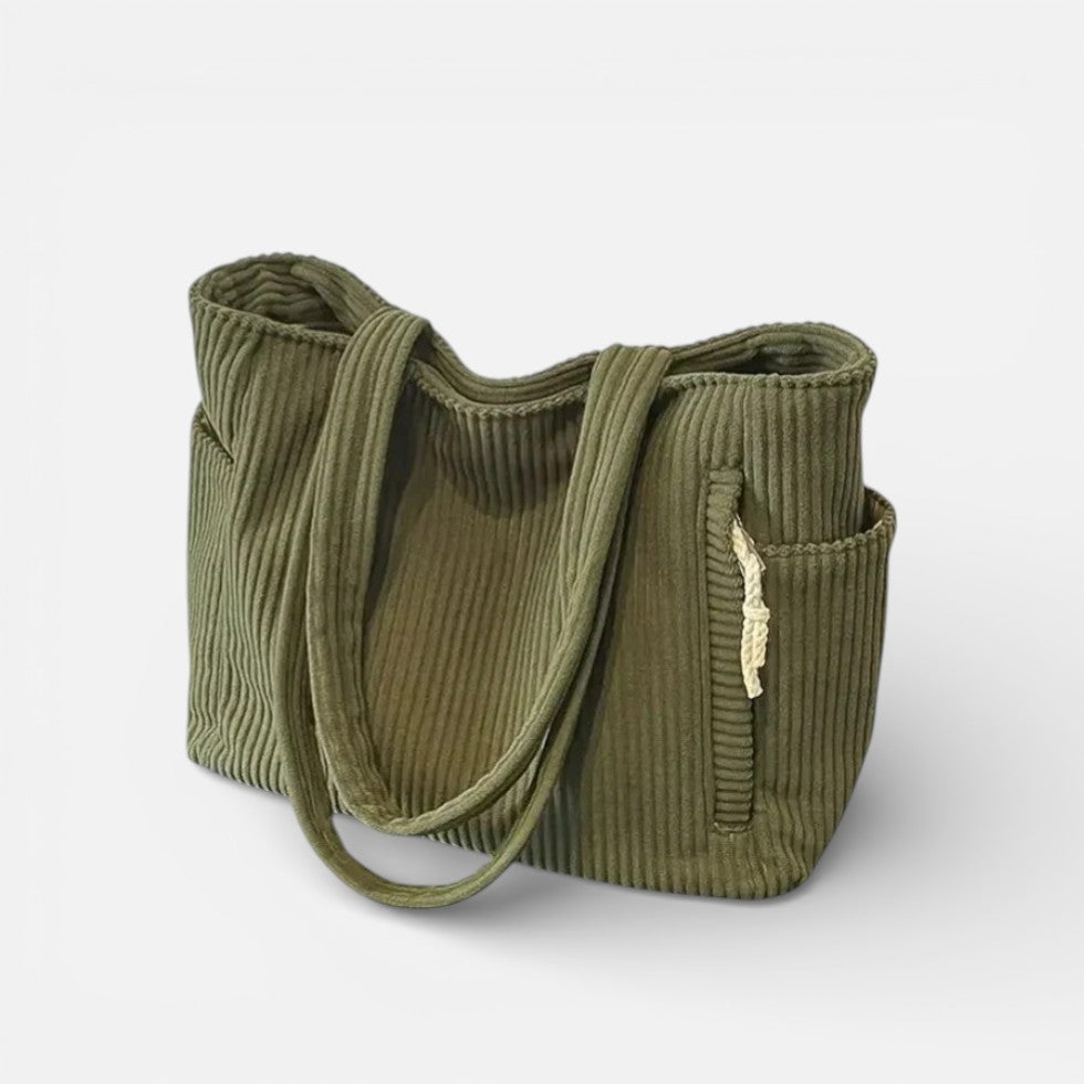 Damen Schultertasche aus Cord mit großem Hauptfach