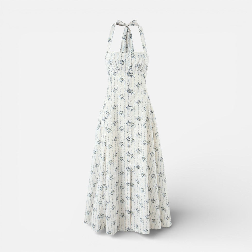 Midikleid mit Neckholder und Blumenmuster