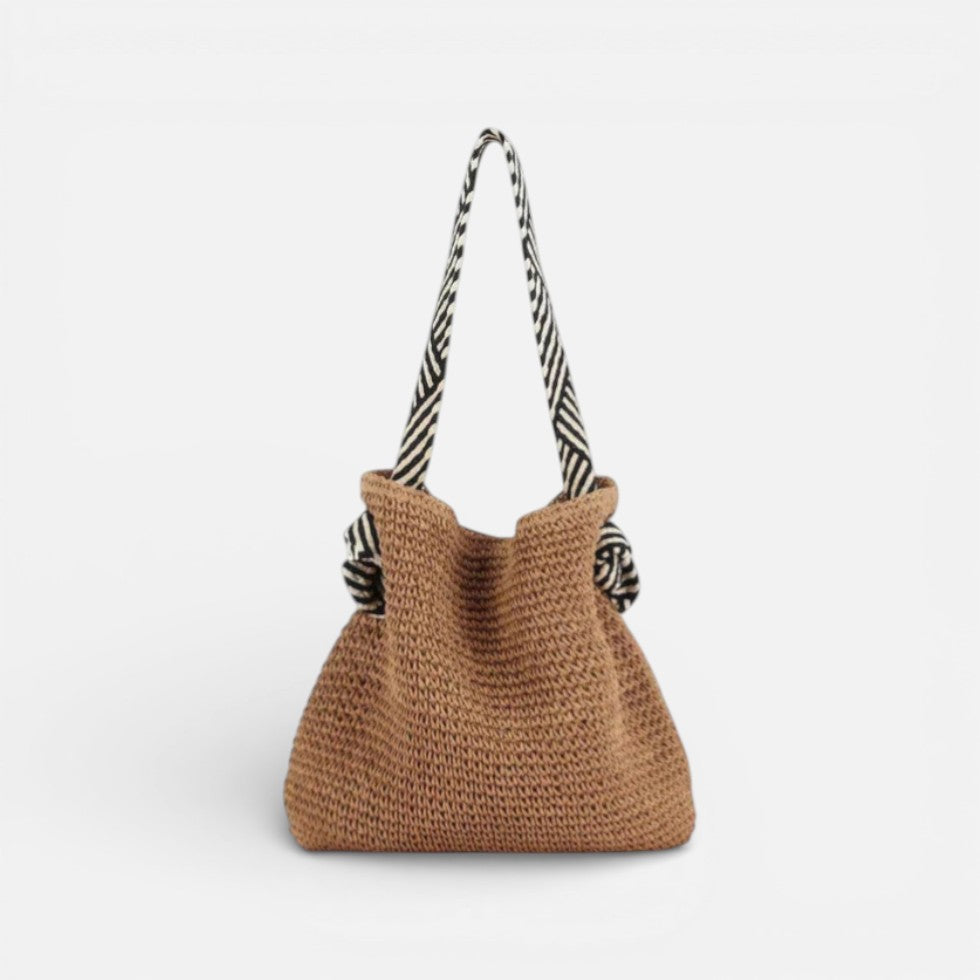 Damen Strandtasche aus geflochtenem Material mit Schulterriemen