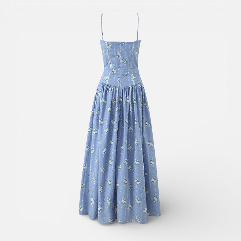 Langes Trägerkleid mit Eleganz Blumenmuster